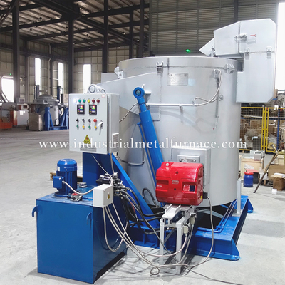 satın al 1000KG Cast Iron Crucible Natural Gas Zinc Dross Metal Melting Furnace Hydraulic Tilting online manufacture